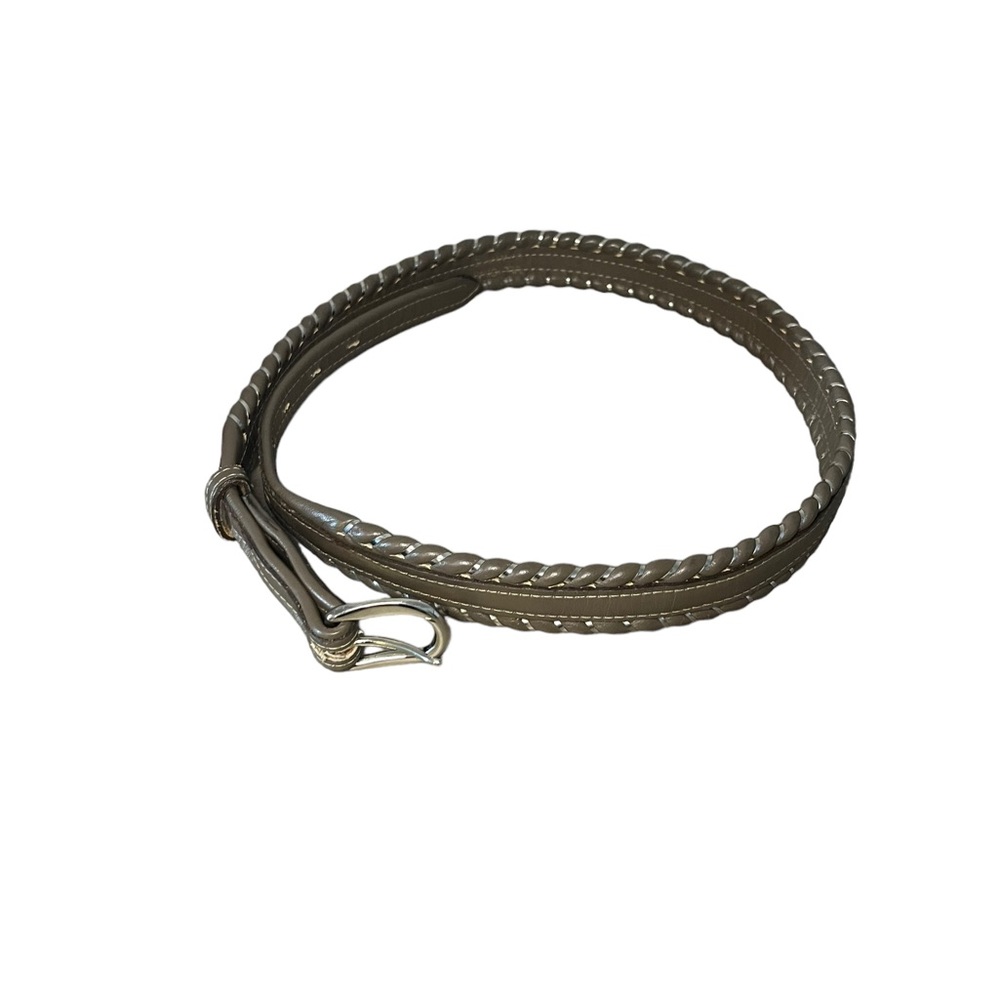 DunDee Full Grain Cowhide Unisex Belt Metallic Whip Stitching Sz 32